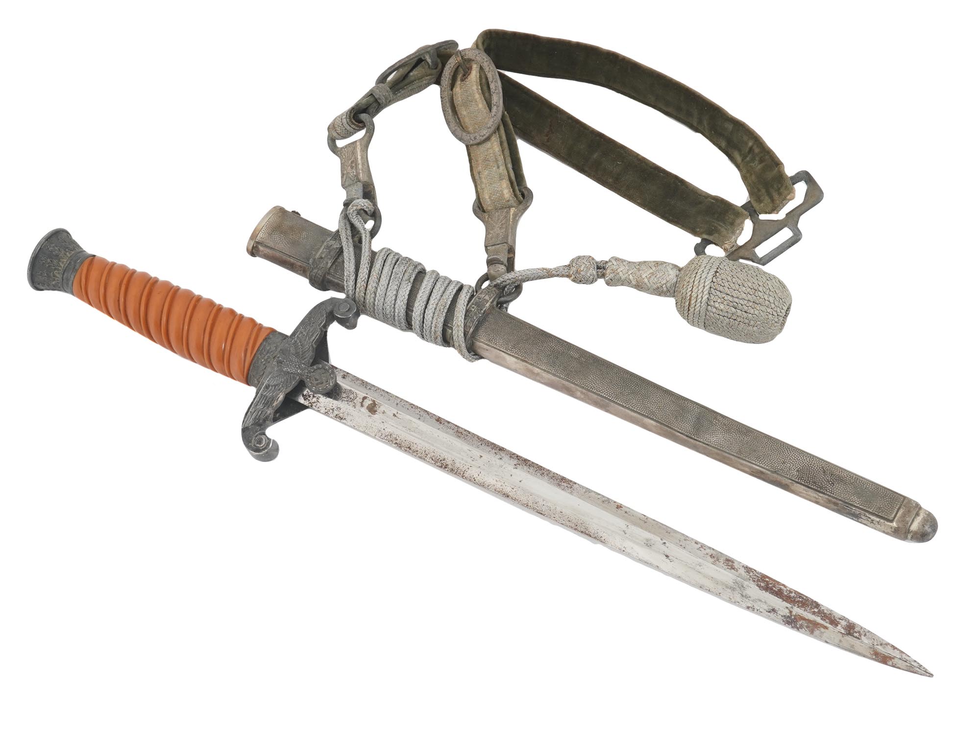 NAZI GERMAN WWII ARMY OFFICER DAGGER WITH SCABBARD PIC-0